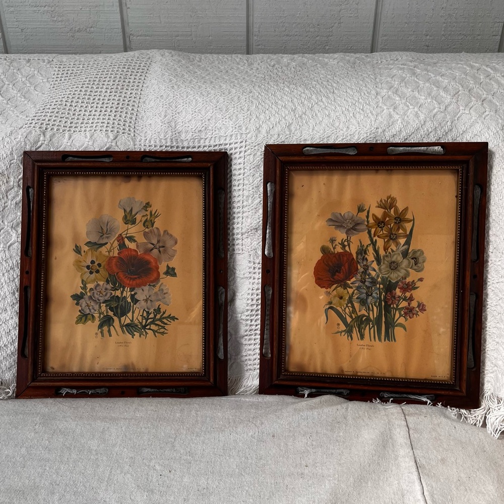 Set of vintage floral art prints